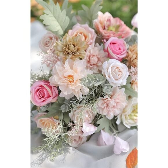 Artificial Flower Wedding Hand Bouquet (Light Pink) - Picture 4 of 6